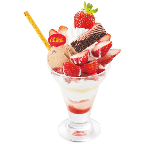 たっぷり苺のパフェプレミアムガーナショコラアイスと苺のジェラート