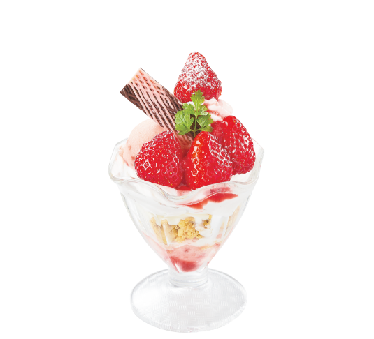 苺ジェラートのパフェ