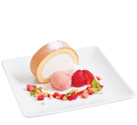 ふわふわロールケーキ～苺ジェラート添え～