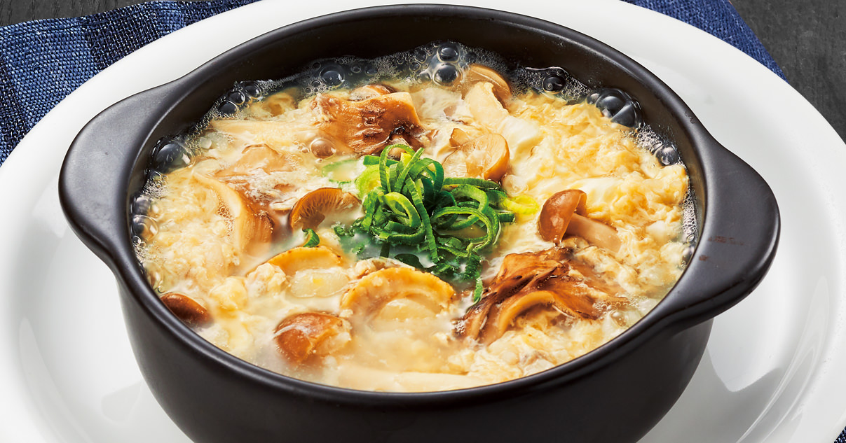 ホタテときのこの玉子雑炊