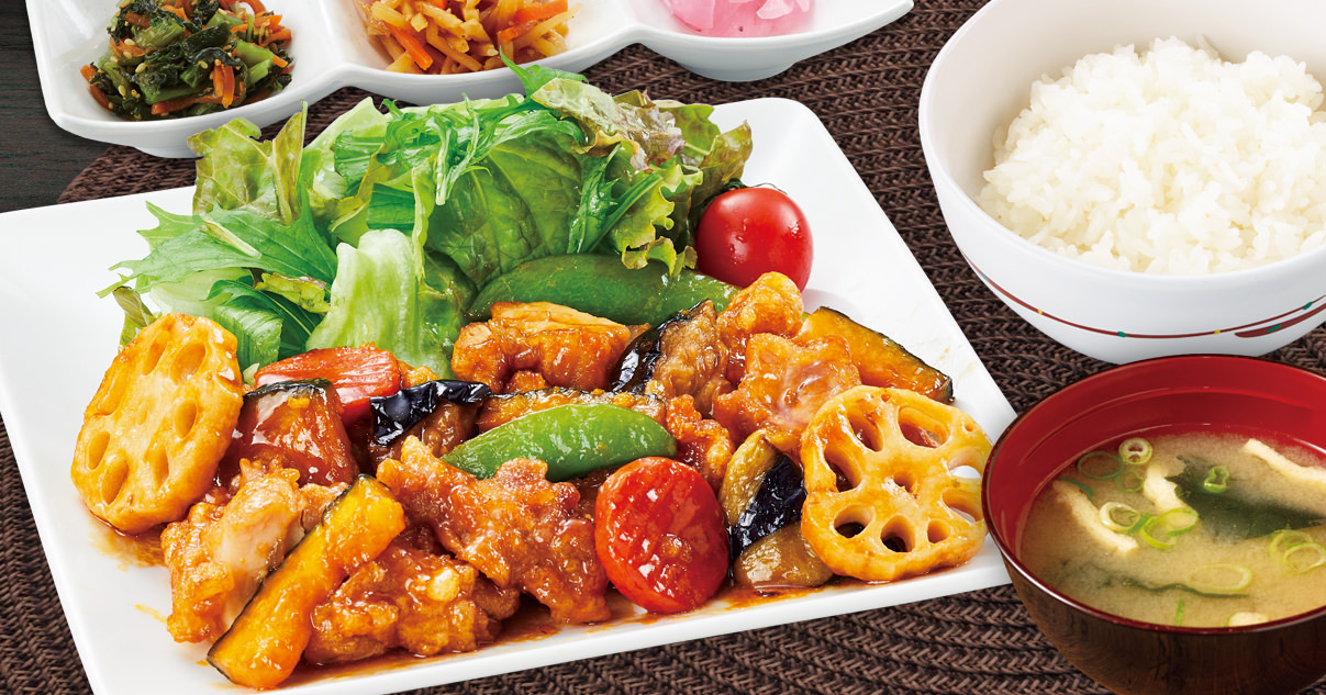 鶏と野菜の黒酢炒め御膳